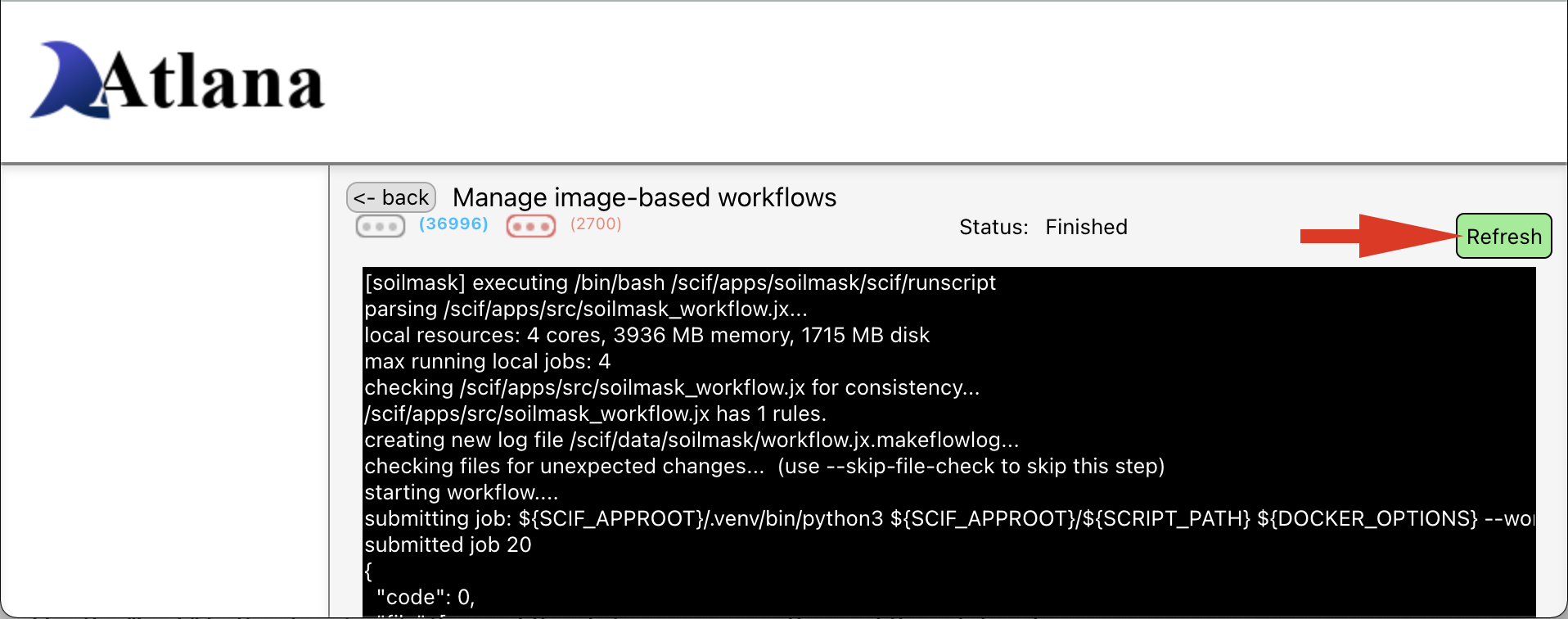 Workflow output listing refresh